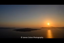 Sunset over the Caldera from Thera, Santorini, Greece
