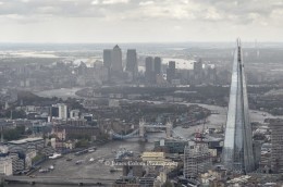 View of London as seen from helicopter, London, UK