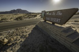 Welcome to Yuha Desert sign on I-8, California
