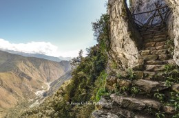 Inca Bridge secret entrance to Machu Picchu, Peru