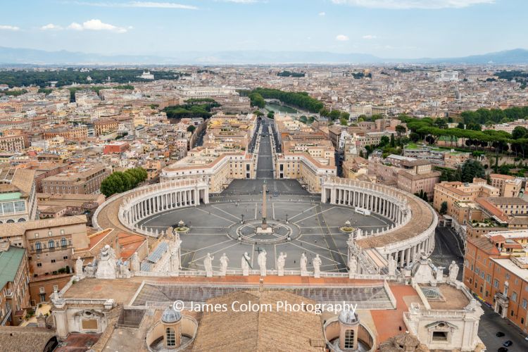 Empty Saint Peter&#039;s Square from the top of the Basilica, Vatican City
