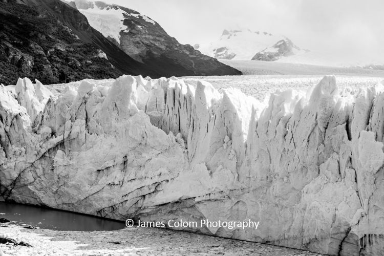 Cliff Edge of Glaciar Perito Moreno in Black and White, near El Calafate, Argentina