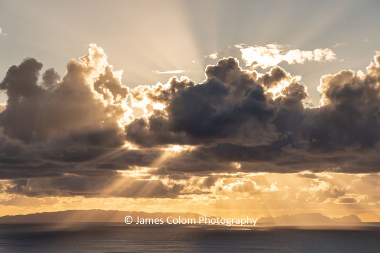 Sun Rays over the Atlantic Ocean from Funchal, Madeira, Portugal