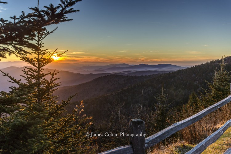 Sunset over the Great Smoky Mountains from Clingman&#039;s Dome, South Carolina, USA