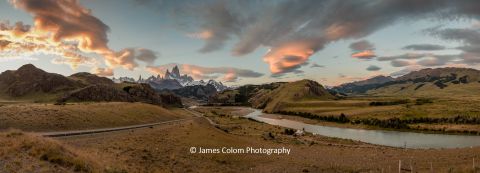 Mount Fitzroy and El Chalten at Sunset in Santa Cruz Patagonia, Argentina