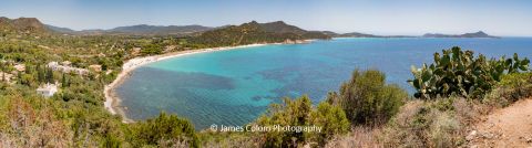 Spiaggia di Campus as seen from Bellavista Villaggio Mandorli, Sardinia, Italy
